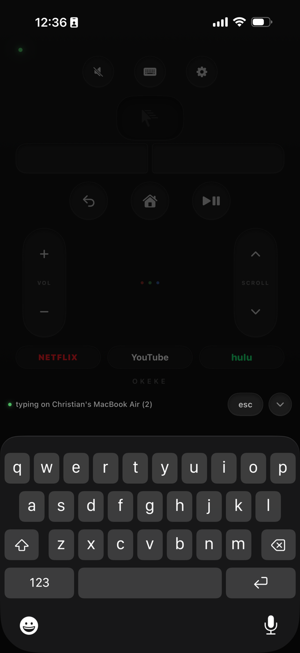 Live keyboard typing to the computer